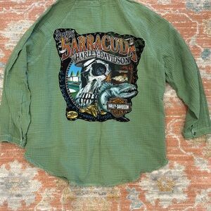 Free People Olive Green Button Down Shirt